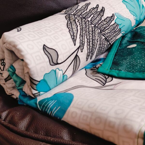 Fern Dream Single Bed Reversible Dohar | Pure Cotton Fabric | Sea Green