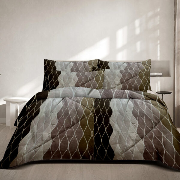 Mocha Waves 4 Piece Bedding Set | Geometric Print | Shades Of Brown