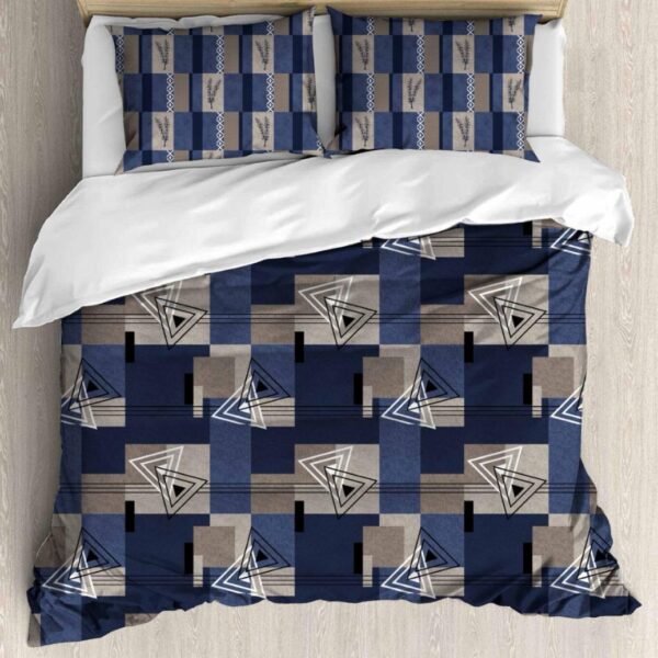 Geometric Triangle Print | 300 TC | Pure Cotton Fabric | Blue Base