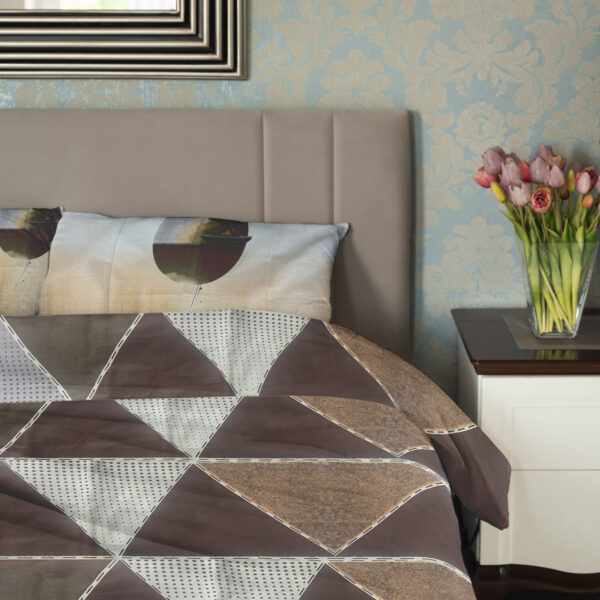 Geometric Triangle Print | 300 TC | Pure Cotton Fabric | Brown Base