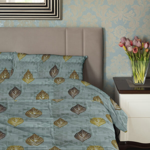 Leaf Print Bedsheet | 200 TC | Pure Cotton Fabric | Pastel Green Base