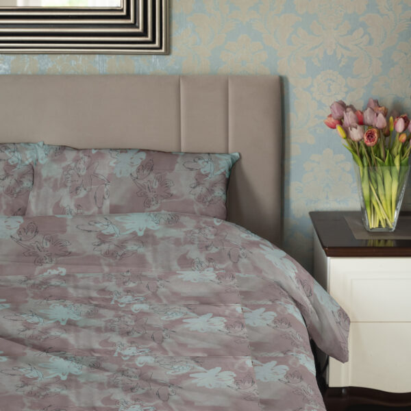 Leaf & Floral Print Bedsheet | 200 TC | Pure Cotton Fabric | Pastel Pink