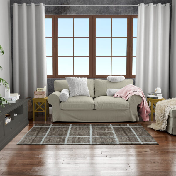 Warm Brown Box Bed Runner with Anti Slip Backing for Bedroom | Living Room | Office (2 ft x 5 ft)