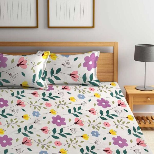 Cosy Threadz Multi Colored Floral Print | 300 TC | Off White Base