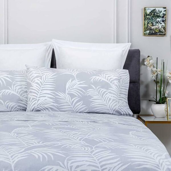 Leaf Print Bedsheet | 200 TC | Pure Cotton Fabric | Grey Base