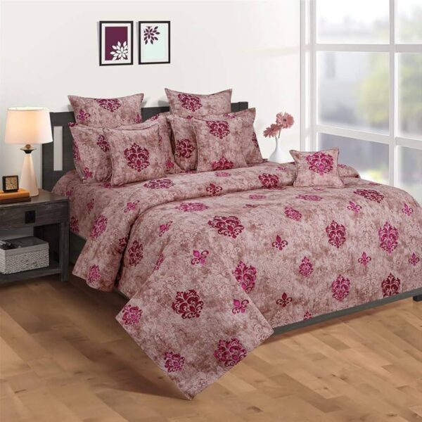 Red Urbanshape Geometric Print | 200 TC | Pure Cotton Fabric | Soild Brown Base