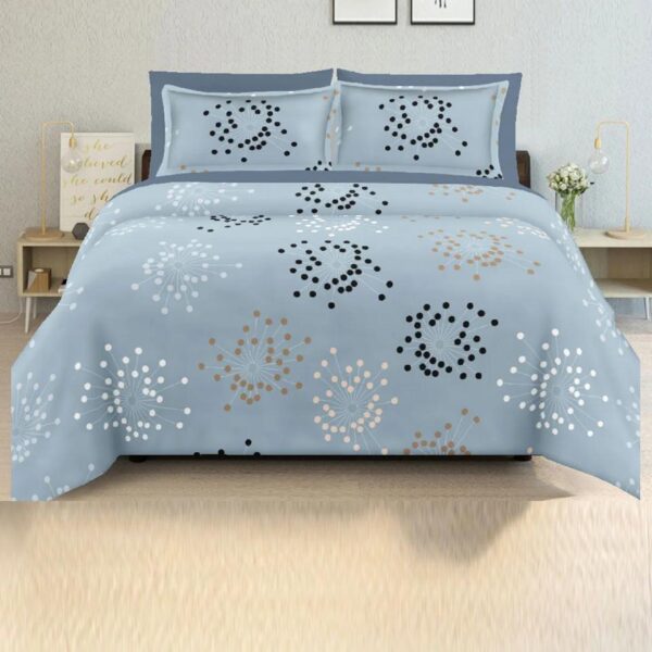 Antenna Print Bedsheet | 200 TC | Pure Cotton Fabric | Sky Blue Base