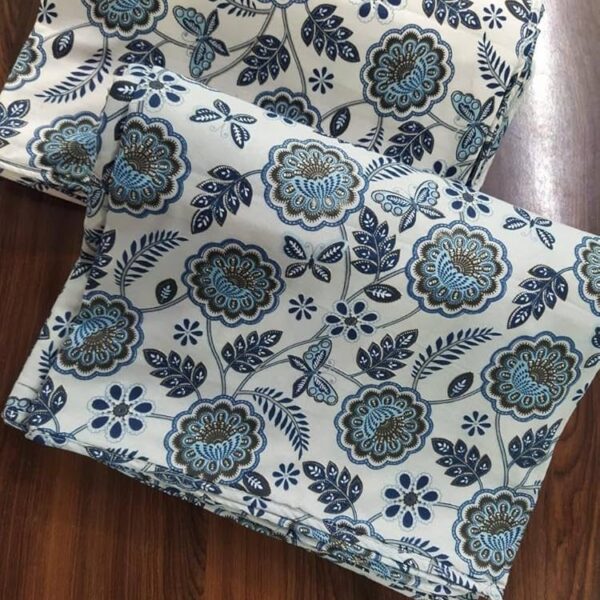 Pack Of 2 Single Bed Reversible Dohars | Jaipuri Print | Mulmul Cotton | Sea Blue, White