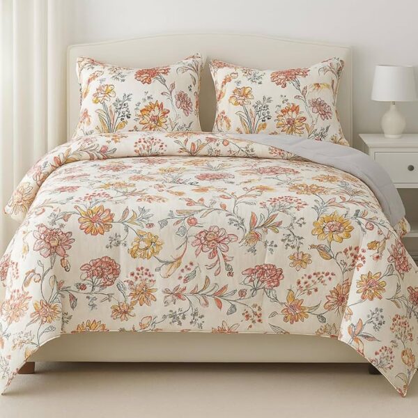 Meadow Muse 4 Piece Bedding Set | Floral Print | Cream Base