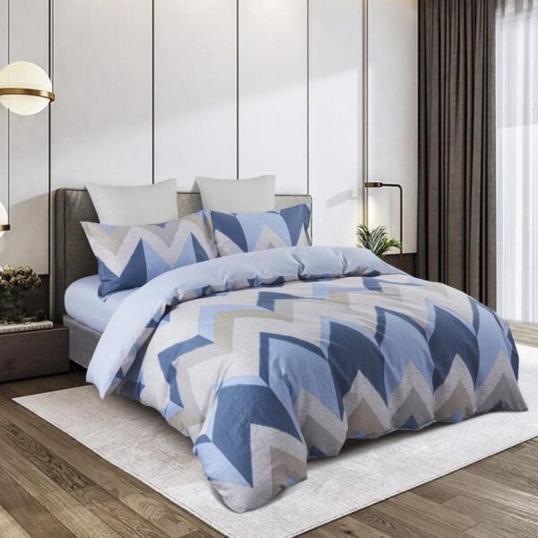 Ocean Crest | 4 Piece Bedding Set | Zig Zag Print | Shades Of Blue