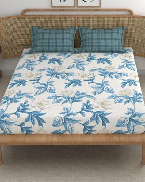 Ocean Petal 4 Piece Bedding Set | Aqua Floral Print | White