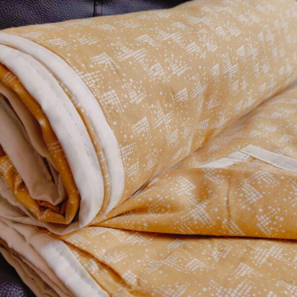 Abstract Print Single Bed Reversible Dohar | Pure Cotton Fabric | Mustard