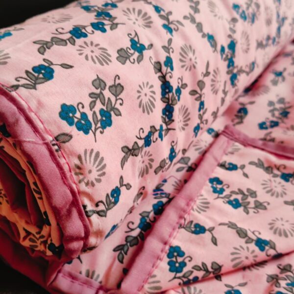 Little Floral Single Bed Reversible Dohar | Pure Cotton Fabric | Baby Pink