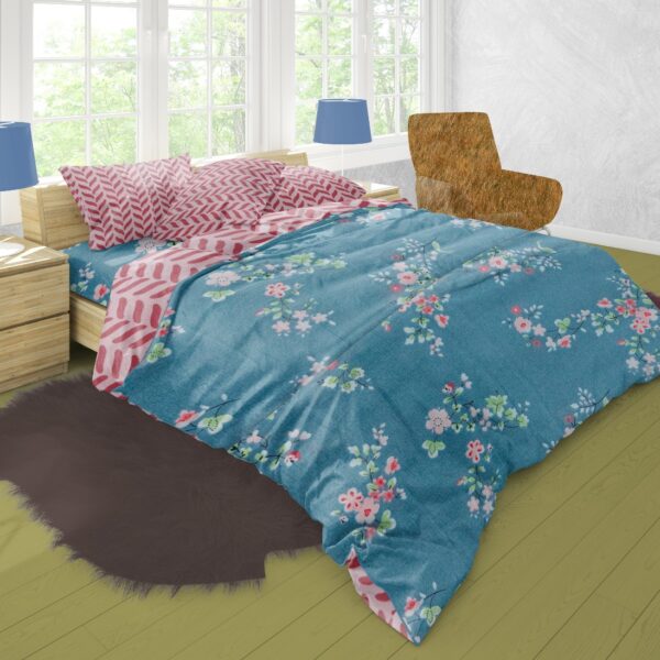 Floral Breeze 6 Piece Bedding Set | Floral Print | Sea Blue
