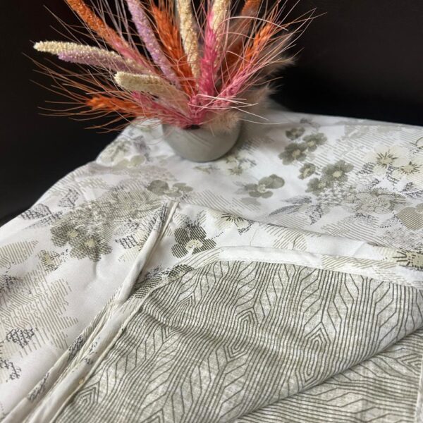 Floral Print Double Bed Reversible Dohar | Pure Cotton Fabric | White